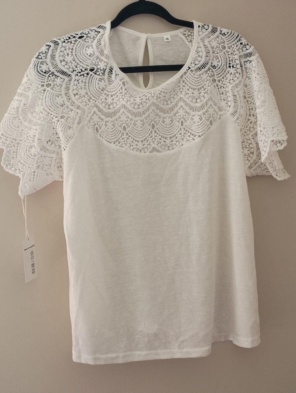 White Lace Short Sleeve Top